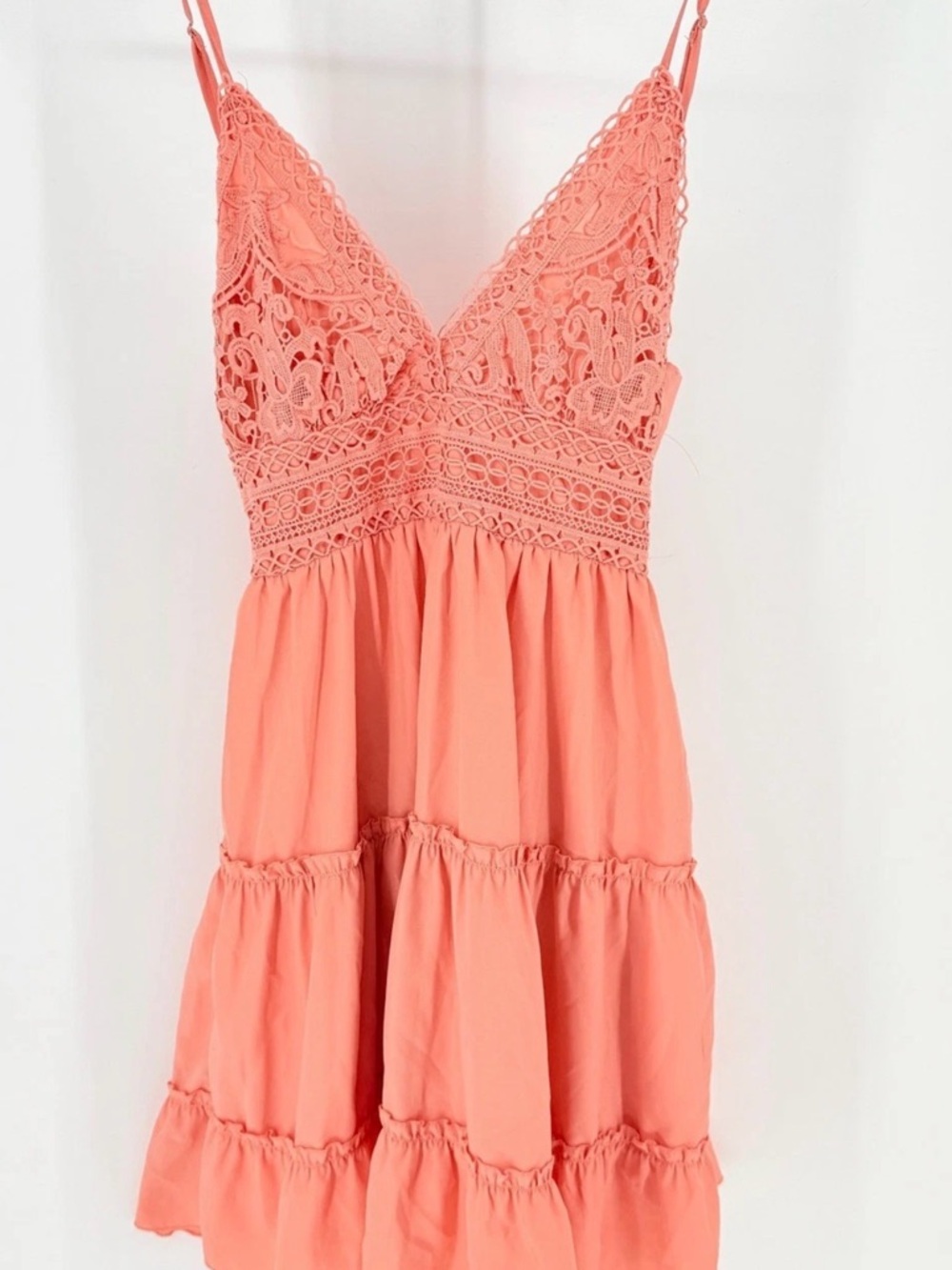 Blowfish, large, Coral Lace Tiered Sundress